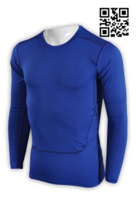 W174設計純色緊身運動衫 訂造健身專用T恤 度身訂造運動長袖T恤 T恤專門店   彩藍色